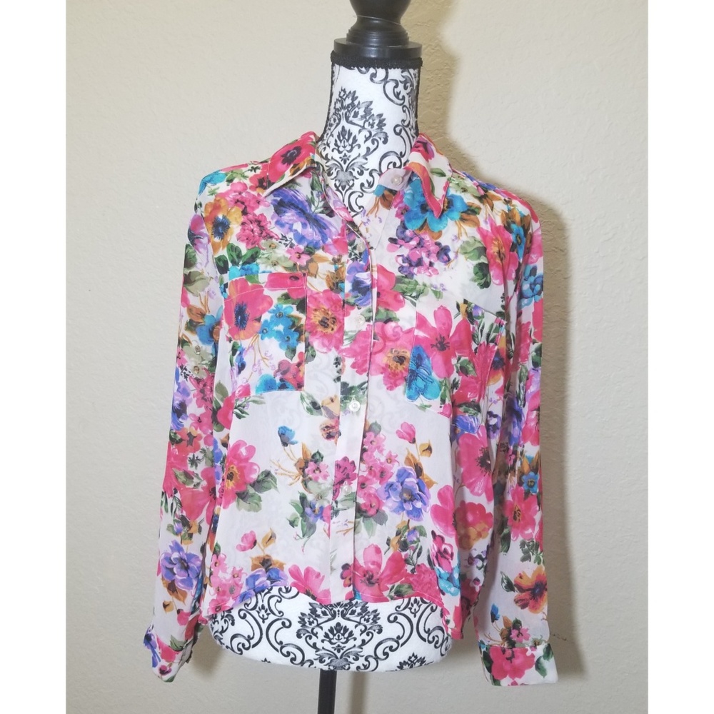 Long Sleeve Floral Top Sz LG